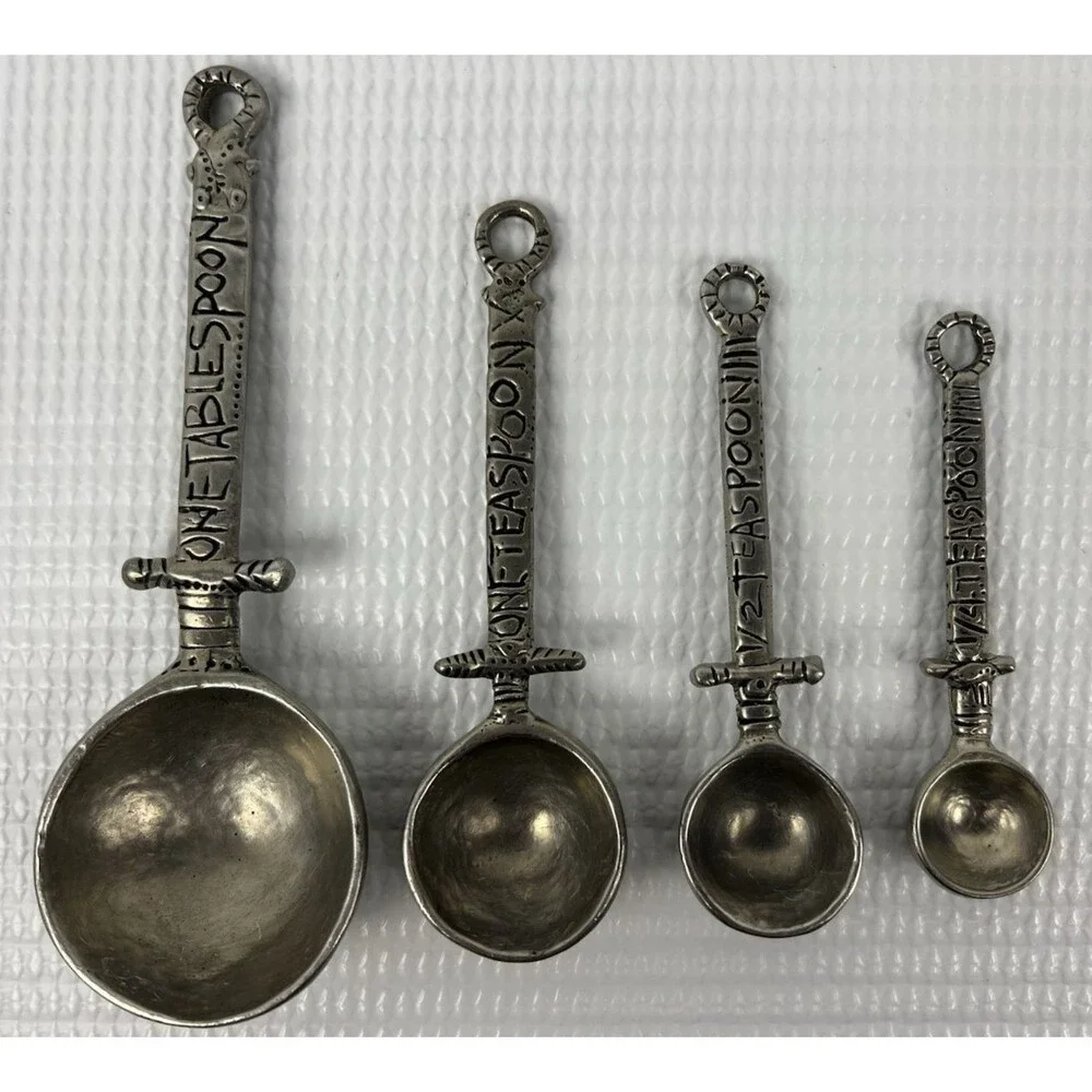 Vintage Tin Woodsman Crosby & Taylor Celtic Pewter Measuring Spoons